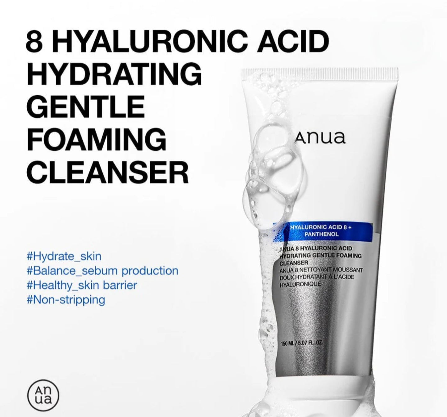 Anua 8 Hyaluronic Acid Foaming Cleanser hyaluronic acid hydrating gentle foaming cleanser Korea Cyprus