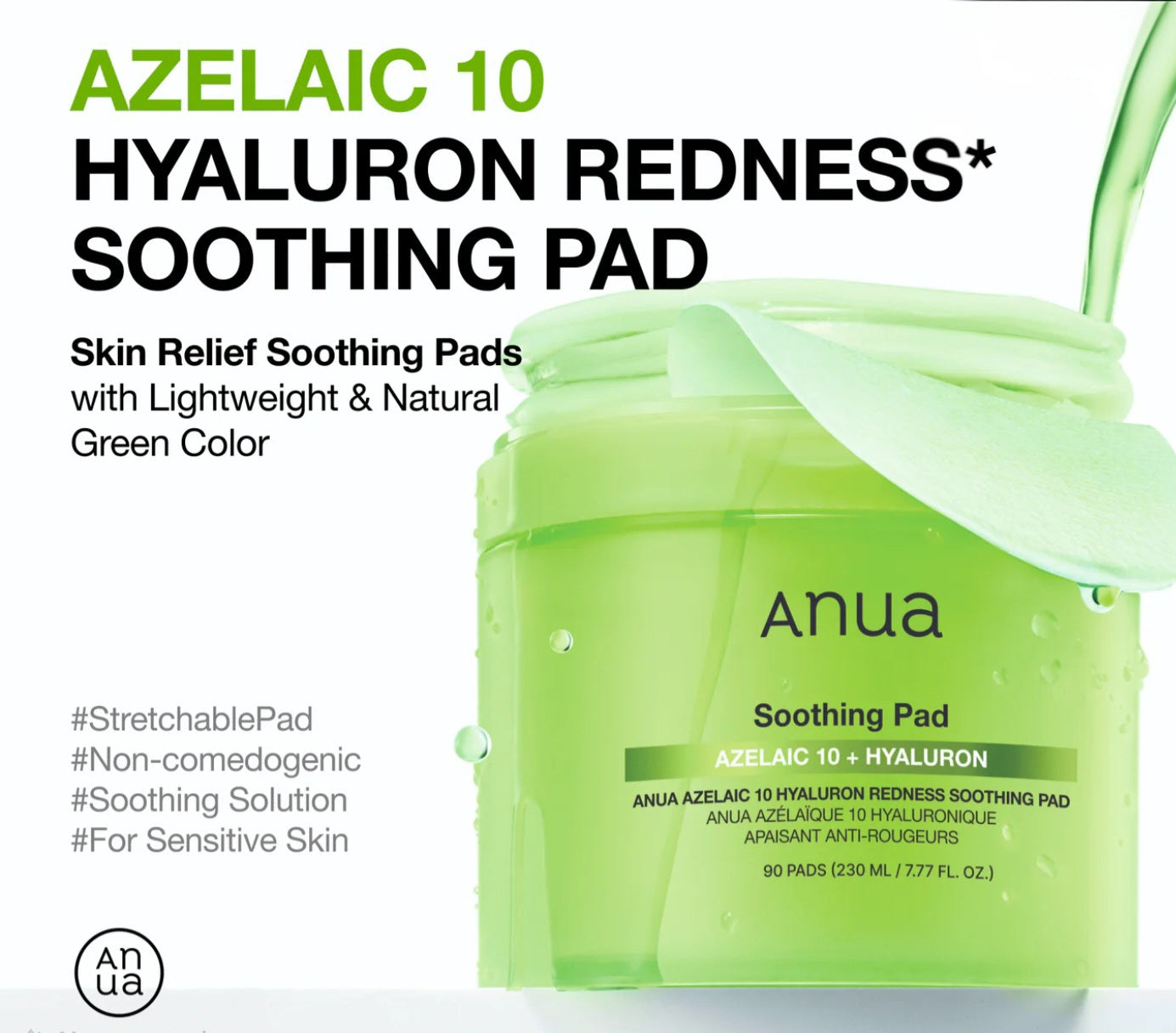 Anua Azelaic Acid 10% Hyaluron Redness Soothing Pad azelaic acid hyaluronic acid redness calming soothing brightening pad Korea Cyprus