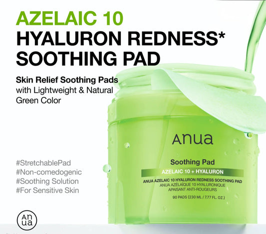 Anua Azelaic Acid 10% Hyaluron Redness Soothing Pad azelaic acid hyaluronic acid redness calming soothing brightening pad Korea Cyprus