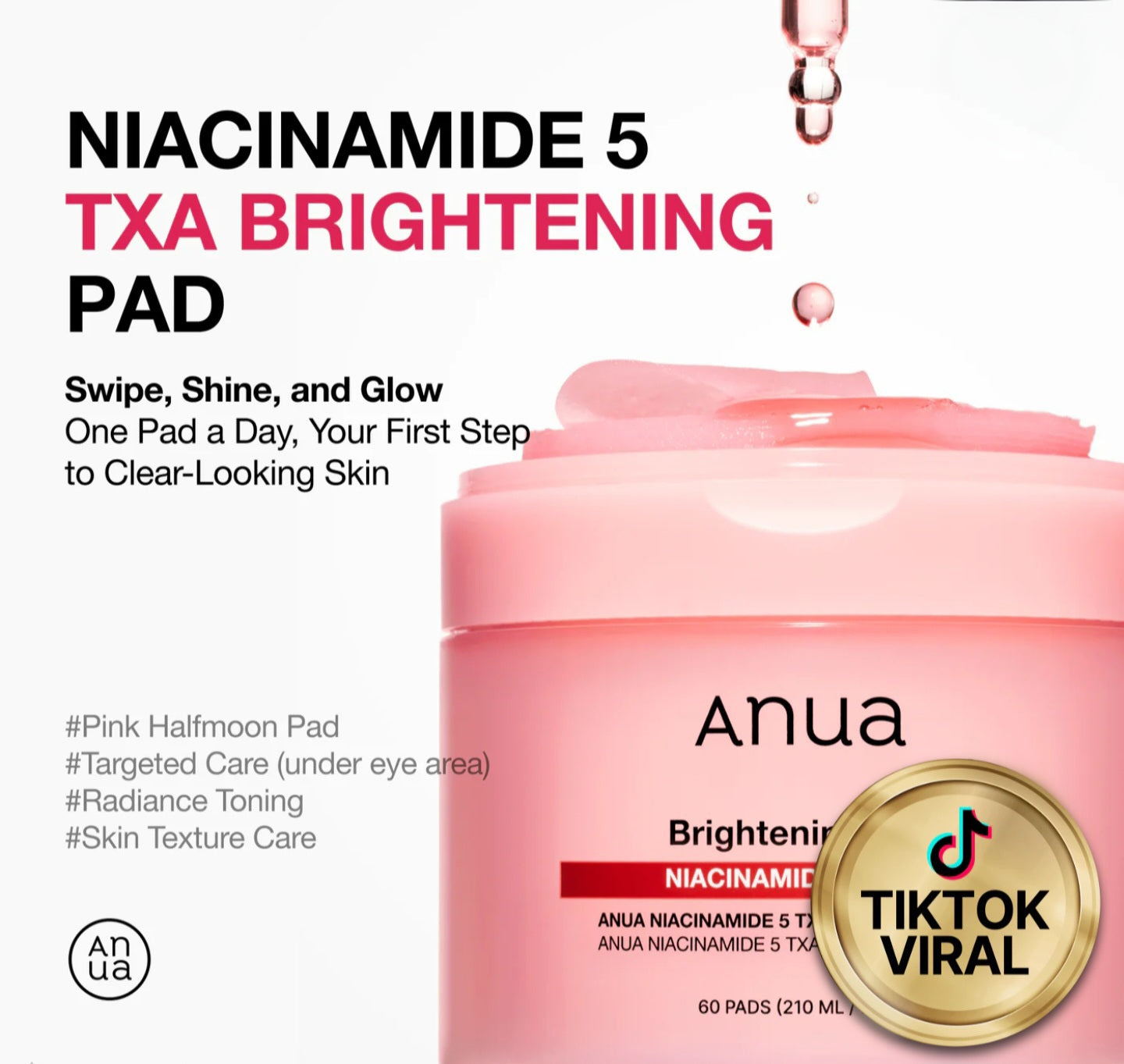Anua Brightening Niacinamide 5% TXA niacinamide tranexamic acid brightening dark spot exfoliating toning pad Korea Cyprus