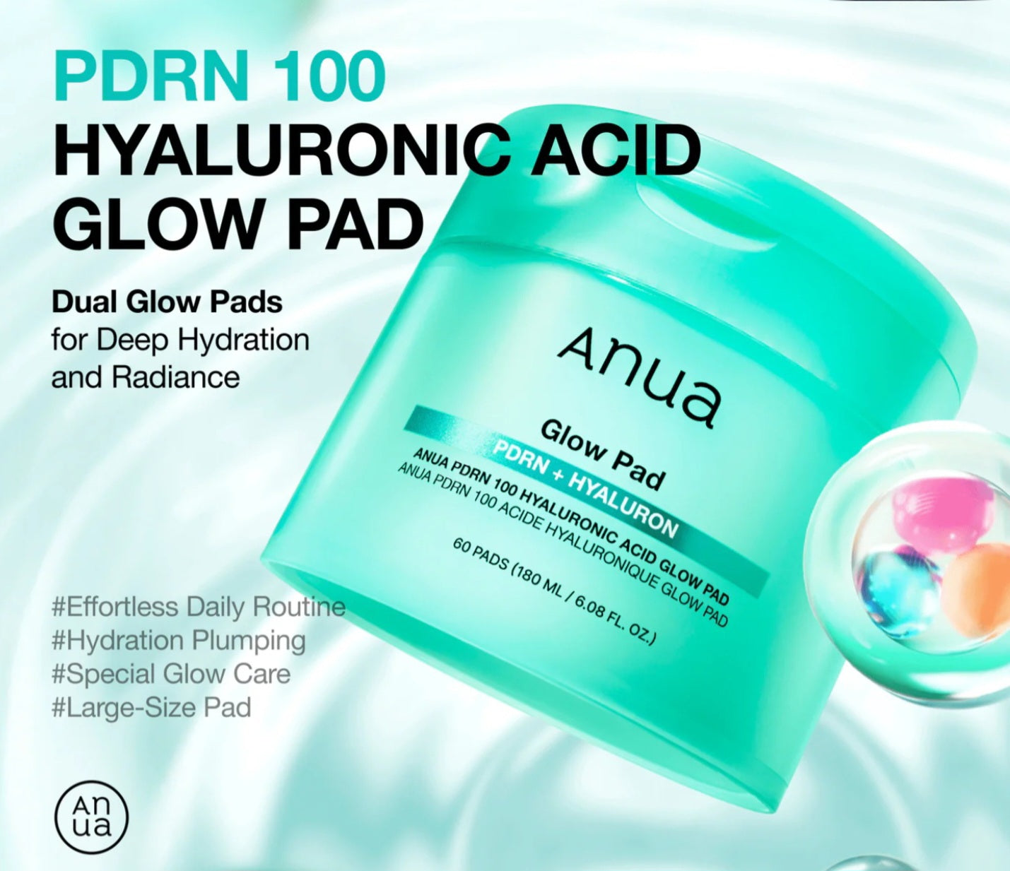 Anua PDRN 100 Hyaluronic Acid Glow Pad PDRN hyaluronic acid brightening exfoliating glow toning pad Korea Cyprus