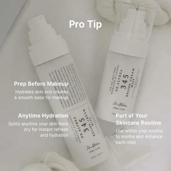 Dr. Althea 345 Relief Cream Mist pro tip - prep before makeup anytime hydration Korean cosmetics Cyprus
