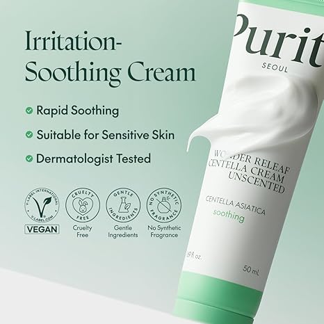 PURITO Wonder Releaf Centella Asiatica Cream unscented Korean skincare for redness and irritation Paphos