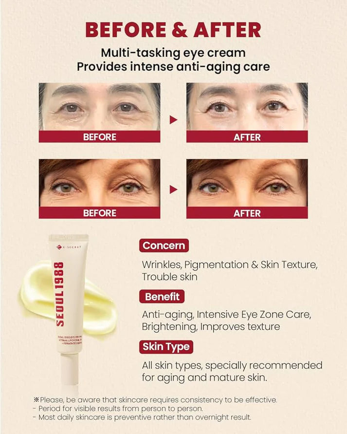 K-Secret Seoul 1988 Eye Cream Retinal Liposome 4% Fermented Bean firming anti-aging under-eye Cyprus