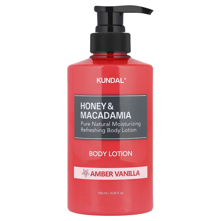 KUNDAL Honey & Macadamia Pure Body Lotion Amber Vanilla 500ml — Korean moisturising body lotion for dry skin in Cyprus