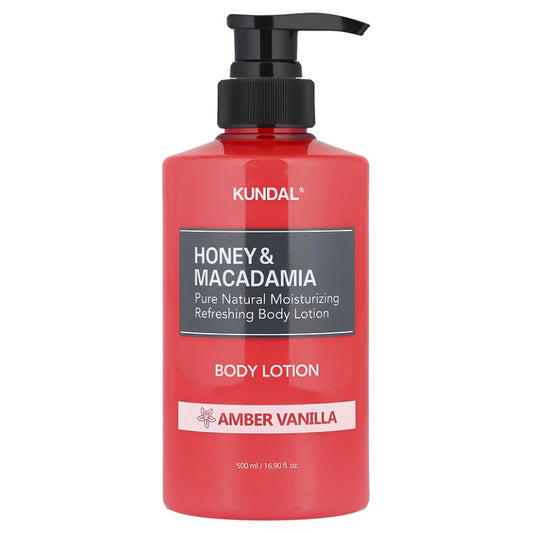 KUNDAL Honey & Macadamia Pure Body Lotion Amber Vanilla 500ml — Korean moisturising body lotion for dry skin in Cyprus