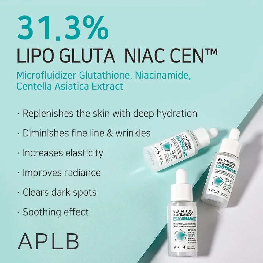APLB Glutathione Niacinamide Ampoule Serum brightening dark spots radiance even skin tone Cyprus