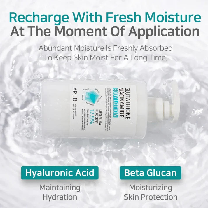 APLB Glutathione Niacinamide Body Lotion brightening whitening body care even skin tone Korea Cyprus