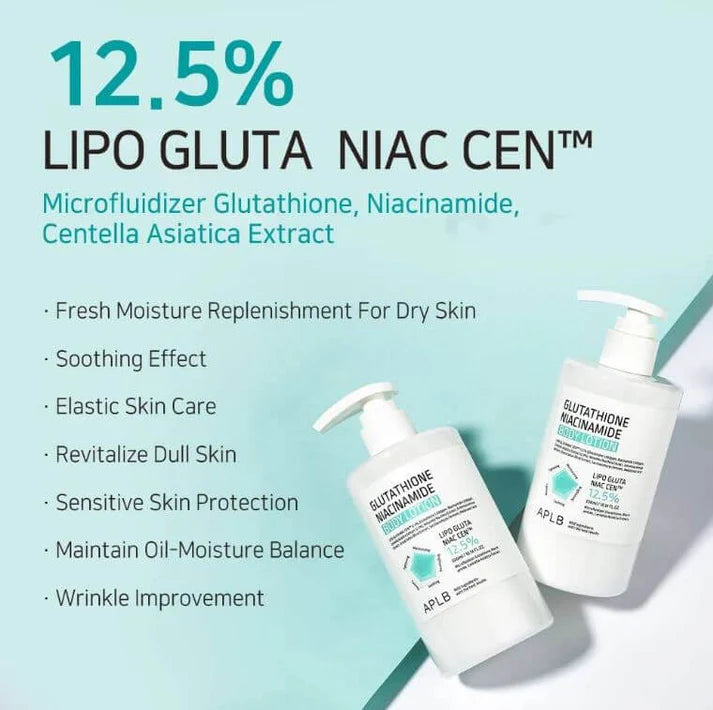 APLB Glutathione Niacinamide Body Lotion brightening whitening body care even skin tone Korea Cyprus