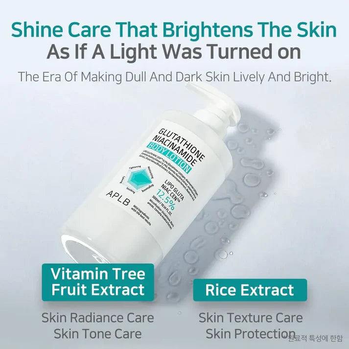 APLB Glutathione Niacinamide Body Lotion brightening whitening body care even skin tone Korea Cyprus