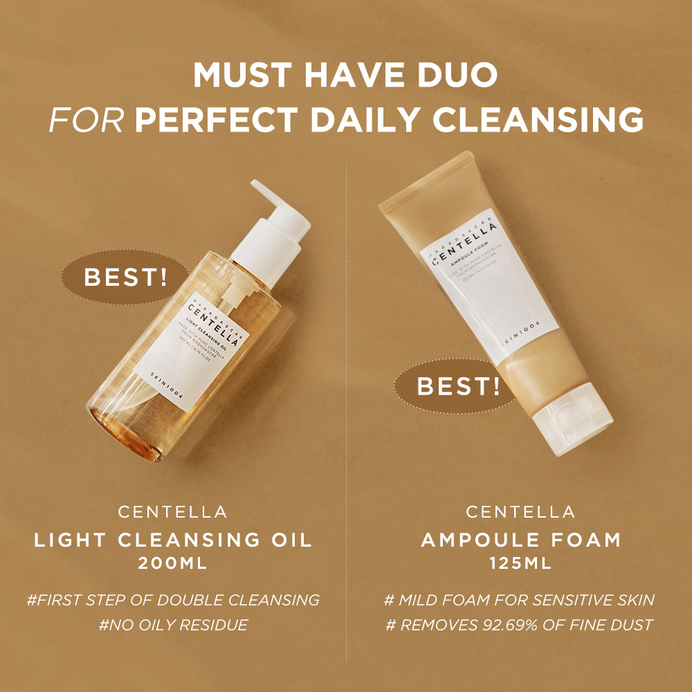 SKIN1004 Centella Light Cleansing Oil 200ml and Ampoule Foam 125ml must-have duo for daily cleansing - Korean cosmetics beauty Cyprus