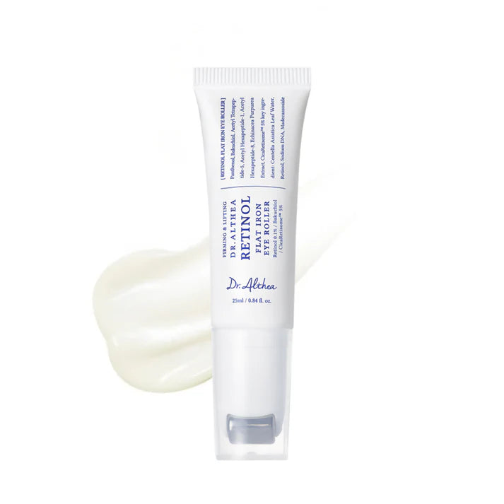 Retinol Flat Iron Eye Roller Serum with built-in gua sha roller — anti-ageing eye serum available in Cyprus at ORÈA Boutique