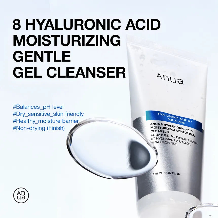 Anua 8 Hyaluronic Acid Squalane Moisturizing Gel Cleanser hydrating dry sensitive skin Cyprus