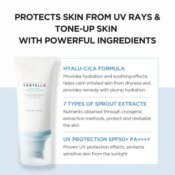 Skin1004 Madagascar Centella Hyalu-Cica Water-Fit Sun Serum SPF50+ PA++++ lightweight sunscreen hydrating Cyprus