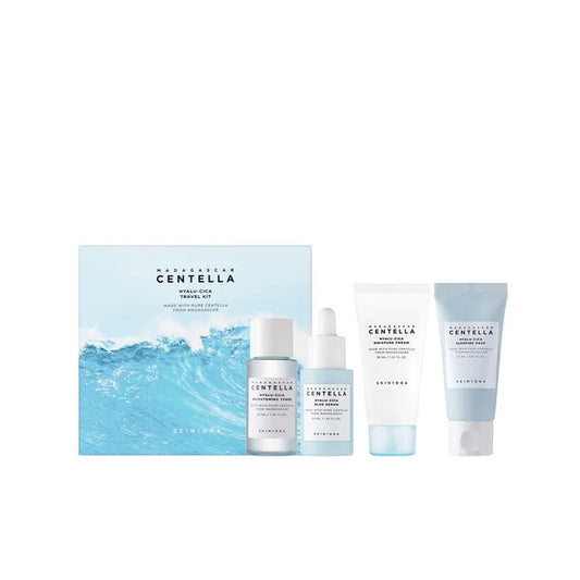 SKIN1004 Madagascar Centella Hyalu-Cica Travel Kit box with toner serum cream and sleeping pack - Korean skincare gift set Cyprus
