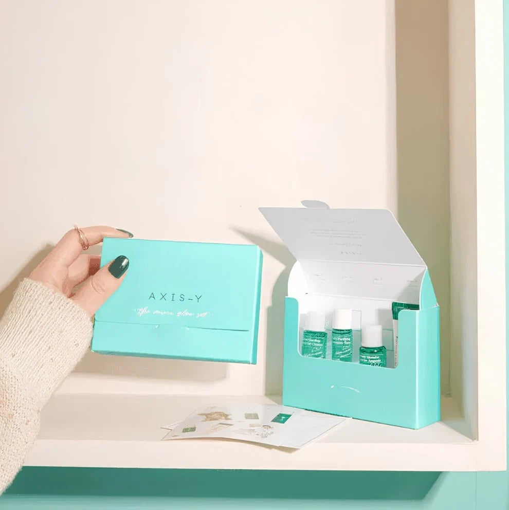 Axis-Y 4-Piece Mini Glow Kit with Cleanser, Treatment & Moisturizer – Korean Cosmetics Cyprus