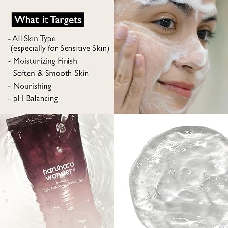 HaruHaru Wonder AHA Cleansing Gel – Hydrating Glow Formula with Fermented Black Rice | Cyprus