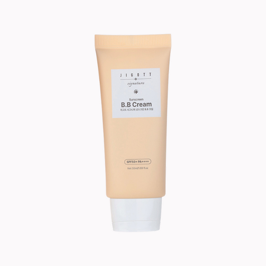 Jigott Signature Suncream BB Cream SPF50+ PA+++ 50ml — 2-in-1 Korean BB sunscreen with coverage, available in Cyprus at ORÈA Boutique