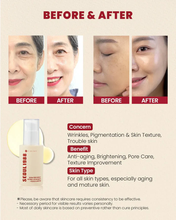 K-Secret Seoul 1988 Retinal Liposome 2% Black Ginseng Serum anti-aging firming radiance Cyprus