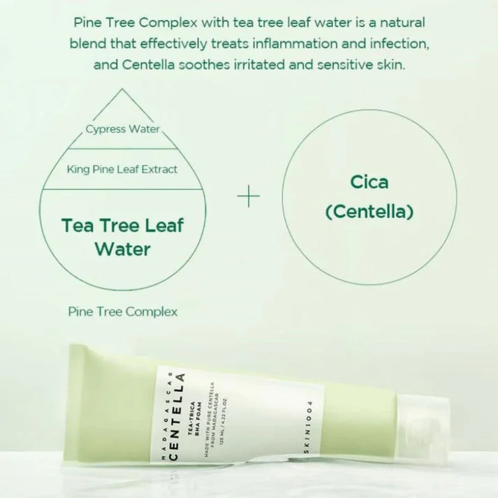 Skin1004 Madagascar Centella Tea-Trica BHA Foam 125ml BHA exfoliating pore cleansing acne care centella Korea Cyprus
